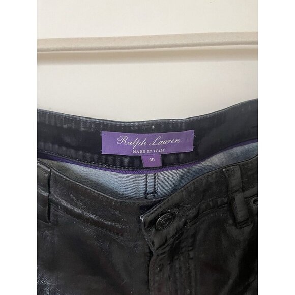 Ralph Lauren Purple Label Women's Coated Slim Fit Jeans - Size 30 - BLACK - Picture 2 of 15